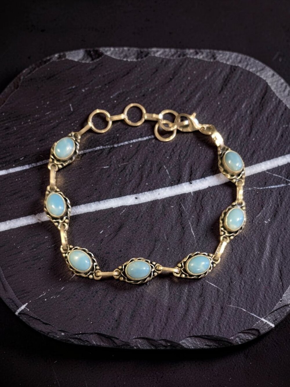 Light Blue Opal stone bracelet ~ 8 inches